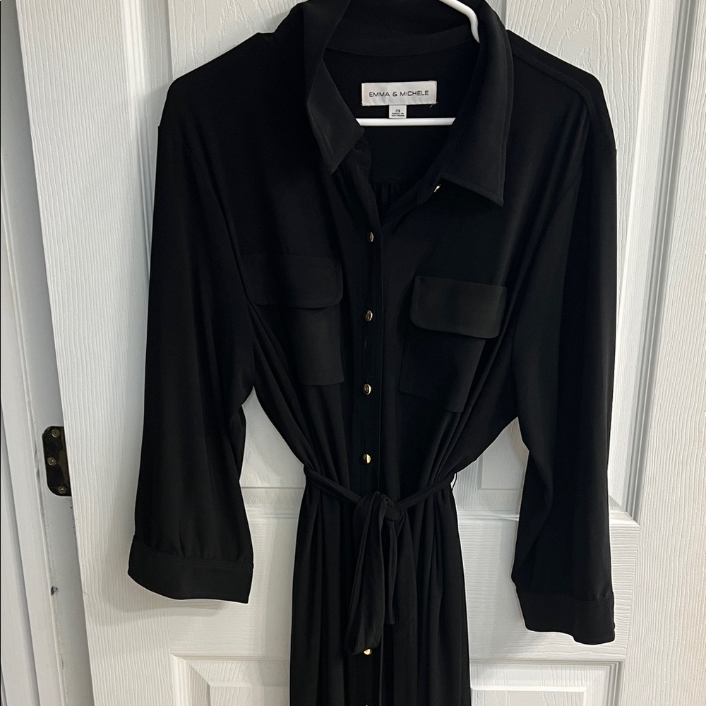 Emma & Michele Black Long Sleeve Dress